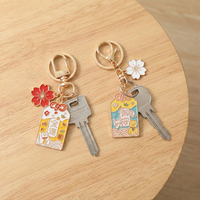 Porte-clés Métal INS Vintage Mignon Fleur de Cerisier Fleur de Pêcher Omamori Porte-bonheur Richesse Pendentif Sac Couple Femme Alliage de Zinc Personnalisé