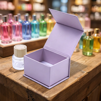 Boîte rigide personnalisée à faible MOQ, portable, écologique, en matériaux recyclés, rose, imprimée en couleur, avec fermeture magnétique, pour parfum et cosmétiques