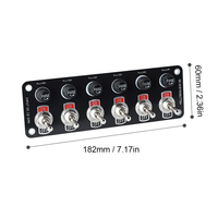 Kit de panel de interruptor de palanca a prueba de agua 6 en 1 DC 12V Multi-Switch 10A Fusible y lámpara azul On-Off SPST Panel de interruptores basculantes