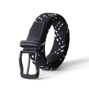 Cinturón de punto de poliéster trenzado elástico para hombre Cinturones elásticos tejidos Casuales
