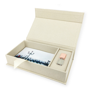 print package cream gray linen box photographer gift 4*6 5x7 photo linen prints holding box for glass USB flash drive