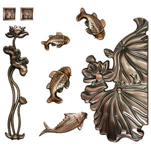 Porte extérieure de villa en acier inoxydable durable, design carpe chinoise et lotus, étanche, usage commercial, supermarché - Product Image 1