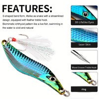 Leurre de pêche en métal artificiel de 10g, type cuillère, pour lancer longue distance, jigging en forme de S, pour la truite, les poissons d'eau salée et le brochet