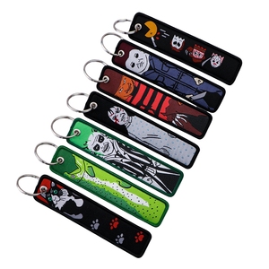 New Halloween dây móc khóa bán buôn tùy chỉnh đáng sợ ma mặt Key tag thêu Keyring chuyến bay cho Logo dệt Móc khóa Anime - Product Image 1