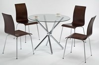 Ensemble de table à manger carrée moderne en contreplaqué durable CHAO CHING TB-046/AB-027GD avec 4 chaises Bella K/D, meubles de cuisine/salle à manger