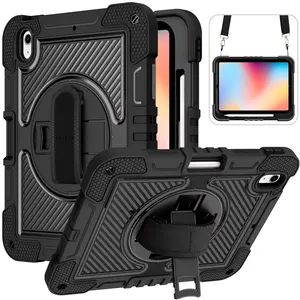 [Case For iPad 10th] 360 Rotating Detachable Rugged Kickstand Protective Case for iPad 10.9 Inch 2022 With Pencil Holder