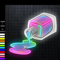 Enseigne néon LED en forme de flacon de vernis à ongles avec design débordant - Décoration personnalisée pour bureau et salon de manucure, 12V DC, résistante à l'eau, en acrylique