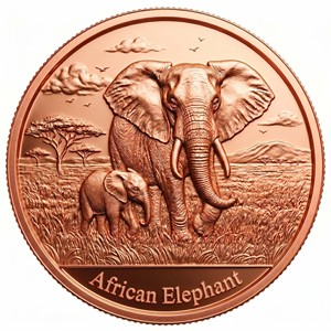 Moneta in Rame Puro 999 da 1 oz con Animali Africani, Qualità da Collezione, Rilievo 3D Personalizzabile - Product Image 2