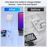 Chargeur multi-ports GaN 65W TKT en gros, prise UK, PD 3.0 QC 4.0, charge rapide pour iPhone, adaptateur secteur pour ordinateur portable, fournisseur ODM