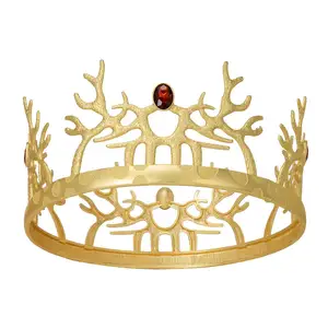Thrones Crown Gothic Prince Costume Hair Tiara Cosplay Birthday Prom Party Homecoming Halloween The Night Reindeer King Crown