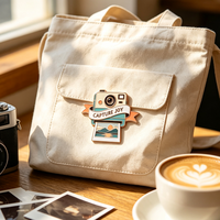Nouvel Arrivage : Pins de revers pour appareil photo, en métal, design dessin animé et paysage, badges personnalisables avec LOGO et lettres, émail souple ou dur, vente en gros