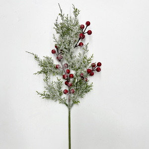 Bất động cảm ứng tán lá thông nón màu xanh quả mọng bó hoa cắt tuyết tùng Nhân Tạo Màu Đỏ giáng sinh quả mọng gốc - Product Image 6