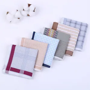 43*43cm combed cotton hand towel yarn dyed check men handkerchief