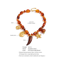 Collier JINYOU 2984 en résine de couleur ambre vintage, perles irrégulières, résine ivoire, pendentif en acier inoxydable plaqué or