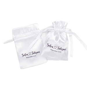Sac de rangement en soie pour cosmétiques, bijoux, petits cadeaux, pochette en satin avec cordon de serrage, impression de logo, taille personnalisée pour mariage, fête - Product Image 4