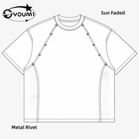 T-shirt court vintage en coton délavé à l'acide avec rivets métalliques pour homme – T-shirt streetwear ample et épais surdimensionné personnalisé
