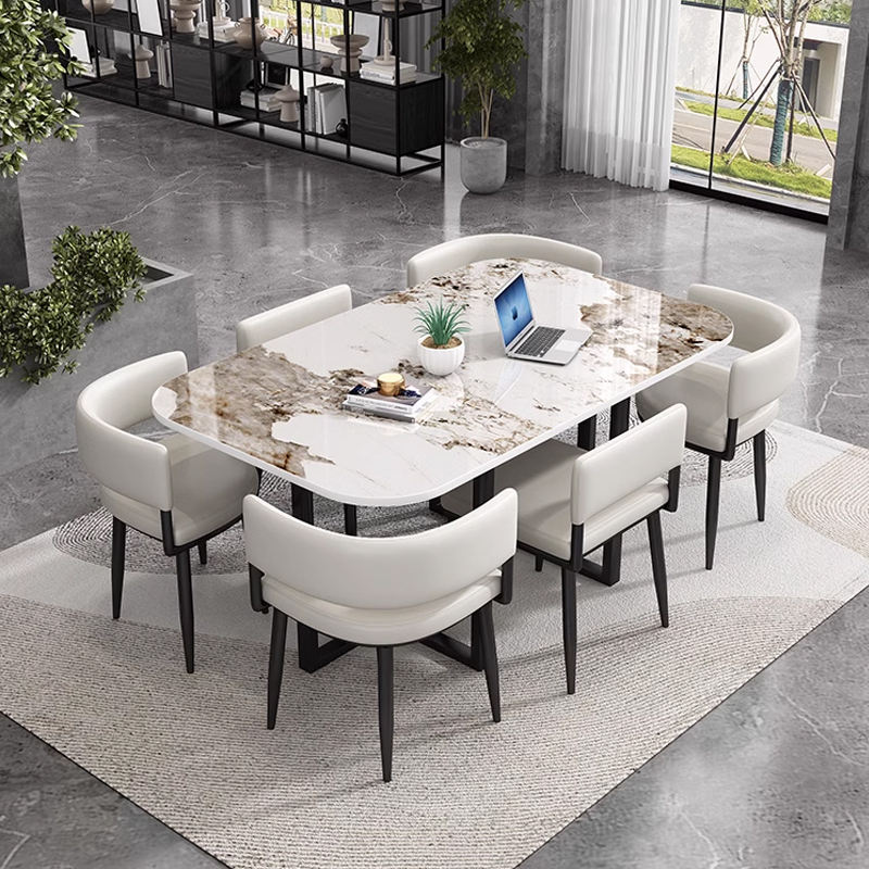 Minimalist Marble Top Dining Table 6 Seater for Modern Homes
