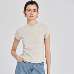 Camiseta Básica Elástica para Mujer, 94% Algodón, 6% Elastano, Ajustada, con Logotipo Personalizado - Product Image 3
