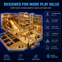 Parcours de cordes intérieur commercial avec éléments en plastique et en bois, certifié CE ASTM, aménagement personnalisable, obstacles et zones d'escalade