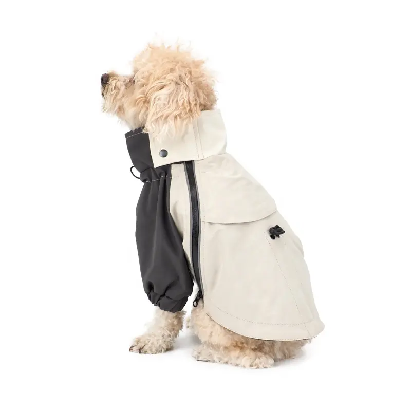Peppy Buddies معطف كلب أنيق مخصص معطف كلب قابل للتعديل ياقة عالية ملابس كاجوال مُزينة بقطع القماش المختلفة للكلاب