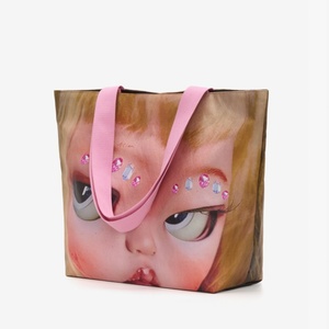 Wholesale Custom Women Shoulder <b>Handbag</b> <b>Canvas</b> Lamination Tote Bag Art Printing Logo Shopping Tote Bags With Embroidery Logo - Product Image 1
