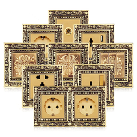 Interrupteur mural universel 1 ou 2 voies, style baroque rétro de luxe, avec bouton, motif bronze, pour hôtel familial