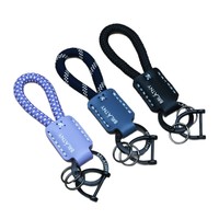 Porte-clés de voiture en cuir véritable fait main, cordon tressé, pendentif personnalisable avec logo, lanière anti-perte
