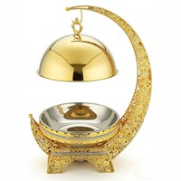 Recipiente para Calentar Comida de Acero Inoxidable Redondo de 8 Qt con Recubrimiento Dorado para Servicio de Banquetes de Alta Gama, Uso Comercial B2B