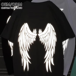 Vente en gros de chemises 100% coton T-shirts réfléchissants personnalisés en vinyle lumineux avec impression du logo T-shirts pour hommes taille plus lumineux et brillant - Product Image 1