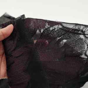 Bellissimo Tessuto in <span class=keywords><strong>Organza</strong></span> Trasparente con Motivo Floreale Viola Lilla Ricamato <span class=keywords><strong>per</strong></span> <span class=keywords><strong>Abiti</strong></span> da Sposa - Product Image 6