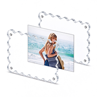 Cadres photo rectangulaires magnétiques en acrylique transparent et écologique, à bords festonnés, imprimés UV, pour décoration intérieure, cadeau