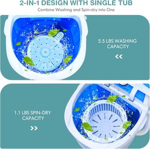 <span class=keywords><strong>Mini</strong></span> lavadora y Spinner Combo, 5.5lbs, lavadora portátil semiautomática compacta para lavandería, apartamento, dormitorio, RV - Product Image 2