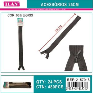 Fermeture éclair invisible Ilan 25 cm grise pour vêtements et sacs - Product Image 2