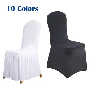 فونداس بلانكاس الفقرة سيلاس هوس دي تشيس تنورة أغطية كرسي مأدبة بيضاء أغطية كرسي أسود مع شعار للكرسي