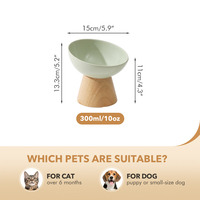 Bol pour animaux de compagnie en céramique écologique durable Shamitao avec support en bambou, antidérapant et anti-chute, pour nourriture et eau pour chats et chiens