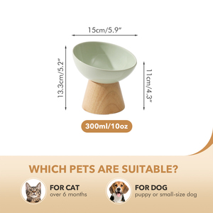 Bol pour animaux de compagnie en céramique écologique durable Shamitao avec support en bambou, antidérapant et anti-chute, pour nourriture et eau pour chats et chiens - Product Image 2