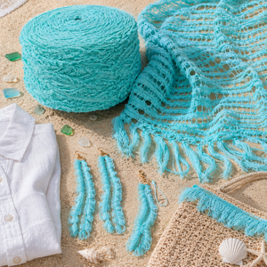 Fil fantaisie en ruban turquoise pour sac <span class=keywords><strong>de</strong></span> plage, bordure <span class=keywords><strong>de</strong></span> chapeau, artisanat DIY, vente en gros OEM - Product Image 4