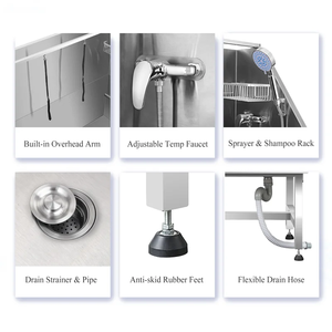Estación de Baño Profesional <span class=keywords><strong>para</strong></span> <span class=keywords><strong>Perros</strong></span> de Acero Inoxidable de 50 Pulgadas, Estación de Lavado <span class=keywords><strong>para</strong></span> Mascotas Grandes y Pequeñas con Escaleras a la Izquierda - Product Image 5
