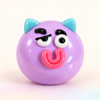 Jouet Squishy Drôle en Forme de Bouche de Chien avec une Expression Amusante, de Grandes Yeux et un Pressage Sensoriel Satisfaisant
