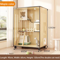 Cage pour chat en verre massif et bois, à deux niveaux, monobloc, mobile, de luxe léger, durable, facile à nettoyer, pour salon, en promotion
