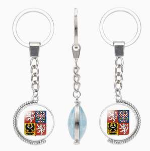 Porte-clés rotatif double face avec drapeau tchèque et <span class=keywords><strong>armoiries</strong></span> nationales, accessoire créatif - Product Image 1