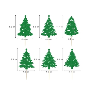 Elegantes Adornos para Pastel de Árbol de Navidad Verde sobre Palillos de Madera para Decorar Postres en Fiestas Navideñas y Reuniones Especiales - Product Image 5