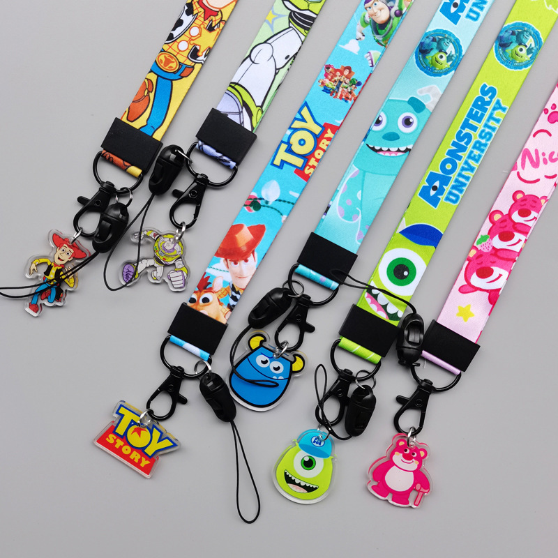 Custom Logo Cartoon Cute Toy Story Buzz Alien Woody Strawberry Bear Lanyards Anti-Lost Lanyards Phone Card Accessories Lanyards