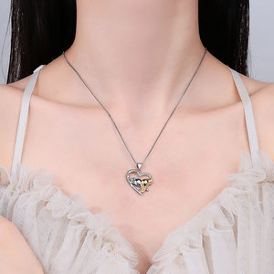 Ingrosso nuovo stile di vendita caldo <span class=keywords><strong>amore</strong></span> di lusso mamma e bambino fortunato doppio elefante ciondolo a cuore <span class=keywords><strong>d</strong></span>'argento collana da donna regalo madre - Product Image 2