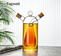 Botol Minyak & Cuka Kaca Buatan Tangan Berkualitas Tinggi Dengan Dua Cerat, Dispenser Kaca Borosilikat Tinggi Dengan Sumbat Gabus Untuk Bumbu Dapur Rumah