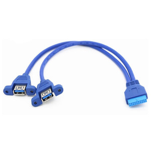 Dubbele Usb 3.0 Een Vrouwelijke 2 Poort Adapter Met 20-Pins 20-Pins Vrouwelijke Computer Moederbord Mount Kabel Met Schroefgat Pvc Isolatie - Product Image 1
