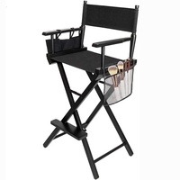 Siège de repose-pieds Portable pliable en bois massif, chaise d'artiste, de maquillage, de grande taille avec sacs latéraux de rangement, vente en gros, bon marché