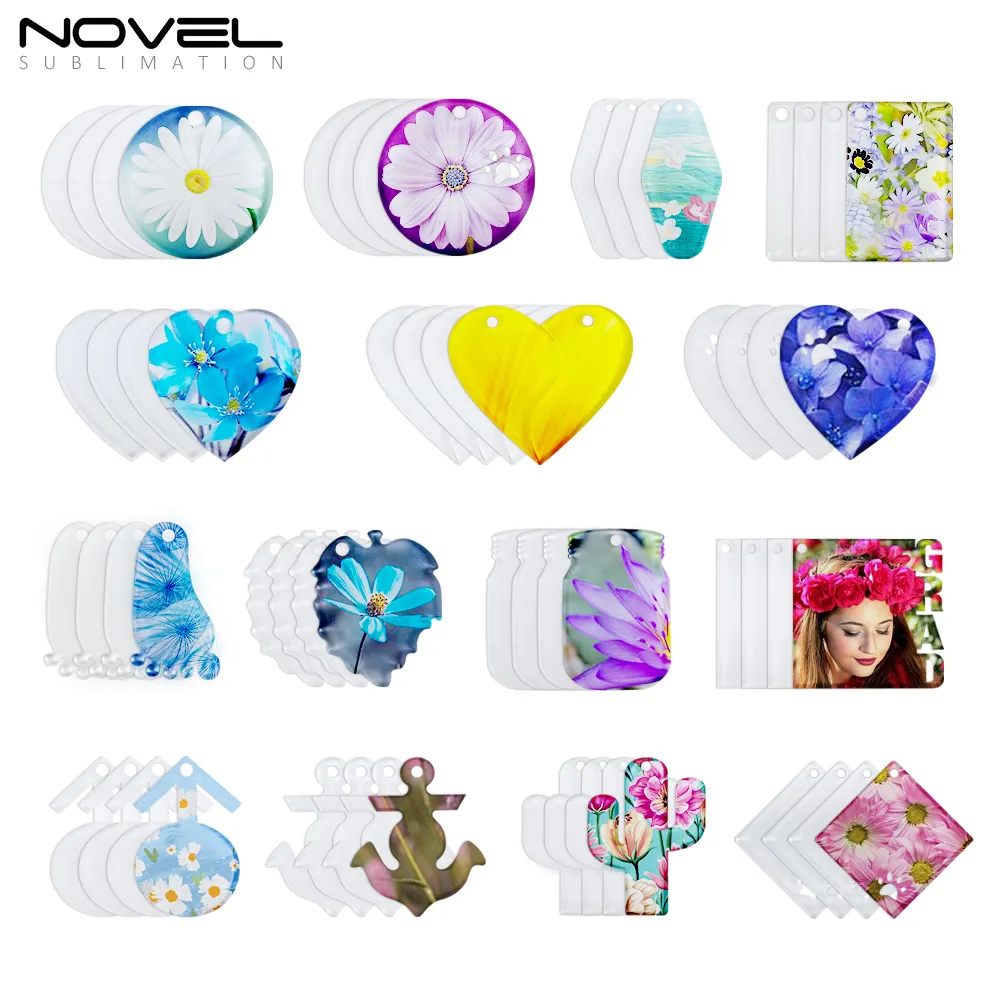 Enkelzijdig Afdrukken Voor Diy Glossy Fotoprint Keytag Fashion Dye Sublimatie Blanks Acryl Sleutelhanger