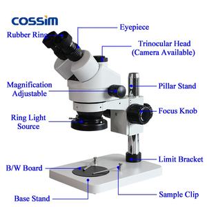 モバイルスマートフォン修理用ピラーブラケットスタンド付き7X〜45X卸売産業用双眼ステレオ電話顕微鏡 - Product Image 2