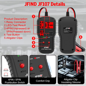 Testeur de relais automobile électronique JFIND JF107 12V/24V, analyseur de relais automobile, prend en charge la détection des relais à 4 et 5 broches - Product Image 6